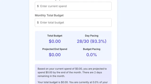 Ad Spend Pacing Calculator