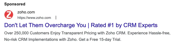 Zoho Ad: Don’t Let Them Overcharge You | Rated #1 by CRM Experts