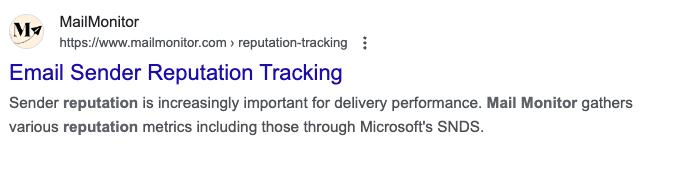 MailMonitor Organic Result: Email Sender Reputation Tracking