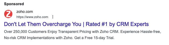 Zoho Ad: Don't Let Them Overcharge You | Rated #1 by CRM Experts