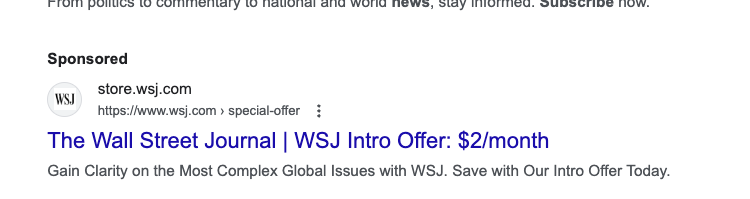 WallStreetJournal Ad: The Wall Street Journal | WSJ Intro Offer: $2/month