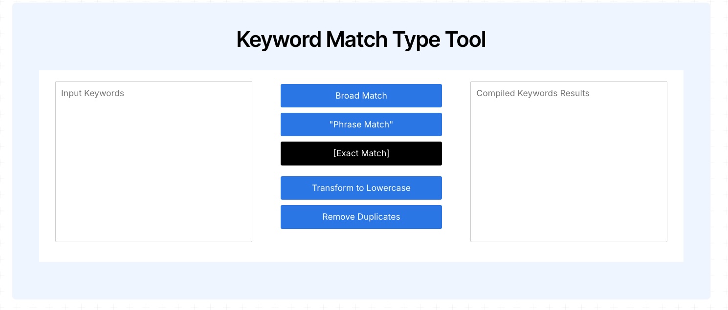 Keyword Match Type Tool by 30characters